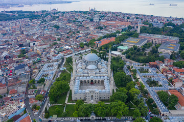 Fototapeta na wymiar Aerial view of Istanbul Suleymaniye Mosque