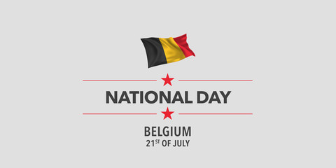 Belgium happy national day greeting card, banner, vector illustration