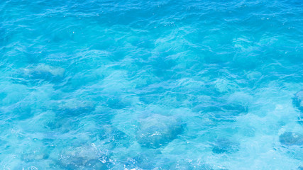 Obraz premium Background image of the blue sea. Top view of beautiful Caribbean Sea - space for text. 