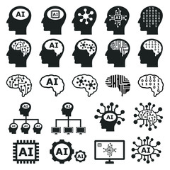 AI (artificial intelligence) icon set. 