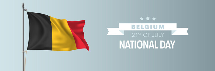 Belgium happy National day greeting card, banner vector illustration