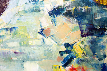 Abstract modern painting. Painting painted with a palette knife on canvas with oil paints in a...