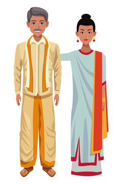 indian couple avatar cartoon character
