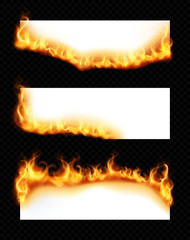 Burning Paper Banners Realistic Set