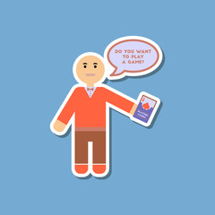 paper sticker on stylish background poker man player