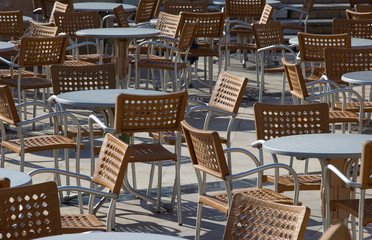 many tables in the street