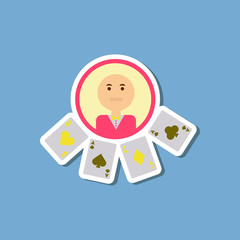 paper sticker on stylish background poker casino dealer
