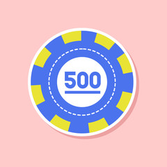 paper sticker on stylish background single poker chips