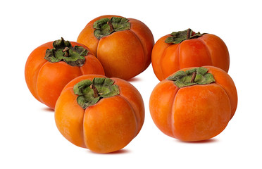 Fresh persimmon isolated on white background with clipping path