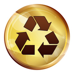 Recycle symbol icon Abstract Brown Round Button