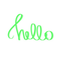 Green Hello handwritten phrase. Vector illustration text hola graphic design element white background. Trendy calligraphy poster for sticker print, t shirt, banner, invitation card, business, template © Anastasiia