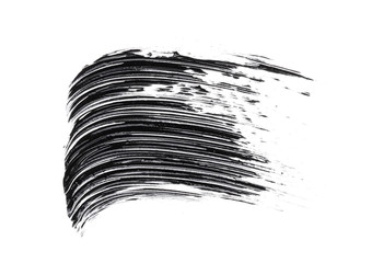 Black strokes and texture mascara or acrylic on a white background