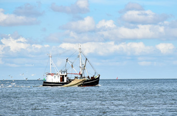 Fishing in the North Sea near Büsum in North Frisia (Germany)