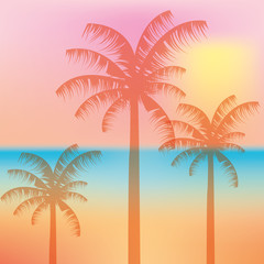 Fototapeta na wymiar hello summer blur background colors palms