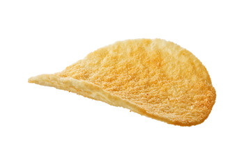 Potato chips isolated on a white background.