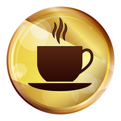Coffee cup icon Abstract Brown Round Button