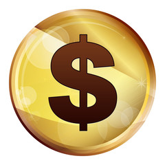 Dollar sign icon Abstract Brown Round Button