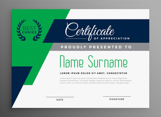 certificate template with modern geometric shapes
