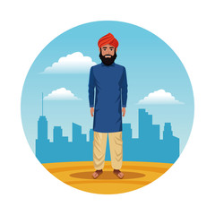 indian india man round icon cartoon