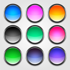 shiny colorful empty buttons set