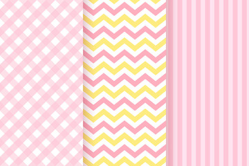 Baby girl pattern. Baby shower seamless texture. Vector. Pink childish textile print. Cute pastel background for invitation, invite template, card, birth party, scrapbook. Flat design illustration