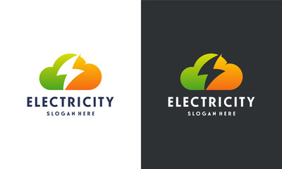 Storm Cloud logo designs concept vector, Cloud logo template, Electricity logo symbol