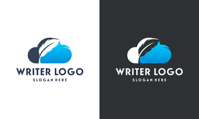 Writer logo designs concept vector, Feather logo template