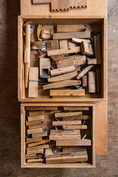 Craftsperson's Tool Box / Hammer, File Tooth, Adz, Plane Iron