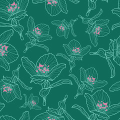 Vector seamless pattern with Jasmine flowers, wallpaper, background, textile