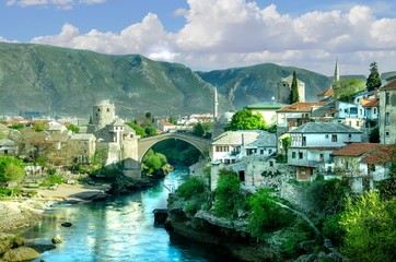 Fototapeta na wymiar The Stari Most Bridge Mostar, Bosnia