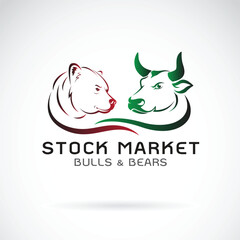 Vector of bull and bear symbols of stock market trends.