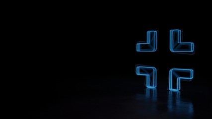 3d glowing wireframe symbol of symbol of compress isolated on black background