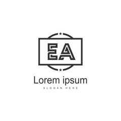 Initial EA logo template with modern frame. Minimalist EA letter logo vector illustration