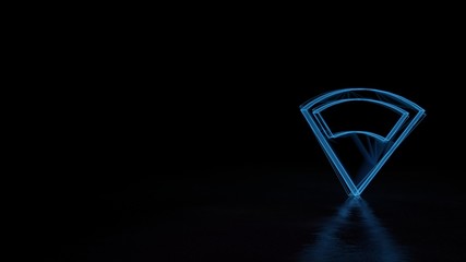 3d glowing wireframe symbol of symbol of connection 3 isolated on black background
