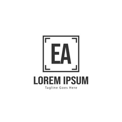 Initial EA logo template with modern frame. Minimalist EA letter logo vector illustration
