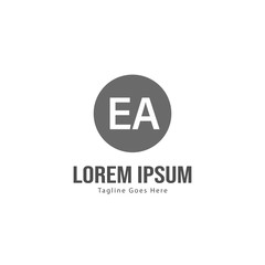 Initial EA logo template with modern frame. Minimalist EA letter logo vector illustration