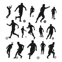 Set of Football Player Vector. Silhouette of Football Player. Vector illustration