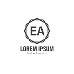 Initial EA logo template with modern frame. Minimalist EA letter logo vector illustration
