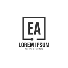 Initial EA logo template with modern frame. Minimalist EA letter logo vector illustration