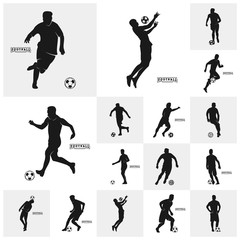 Set of Football Player Vector. Silhouette of Football Player. Vector illustration