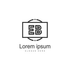 Initial EB logo template with modern frame. Minimalist EB letter logo vector illustration