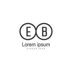 Initial EB logo template with modern frame. Minimalist EB letter logo vector illustration