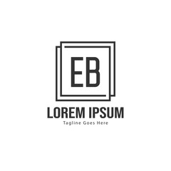 Initial EB logo template with modern frame. Minimalist EB letter logo vector illustration