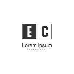 Initial EC logo template with modern frame. Minimalist EC letter logo vector illustration