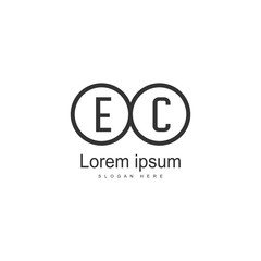 Initial EC logo template with modern frame. Minimalist EC letter logo vector illustration