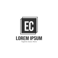 Initial EC logo template with modern frame. Minimalist EC letter logo vector illustration