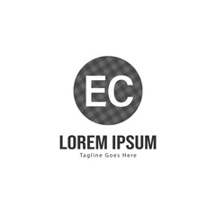 Initial EC logo template with modern frame. Minimalist EC letter logo vector illustration