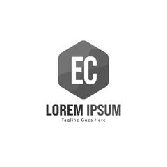 Initial EC logo template with modern frame. Minimalist EC letter logo vector illustration