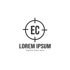 Initial EC logo template with modern frame. Minimalist EC letter logo vector illustration