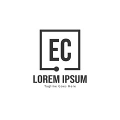 Obraz premium Initial EC logo template with modern frame. Minimalist EC letter logo vector illustration